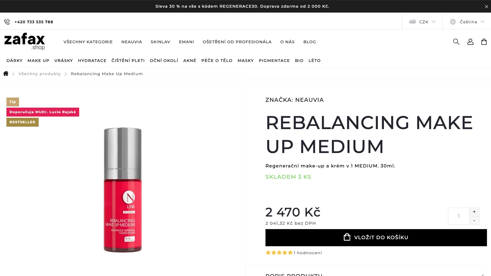 Detail produktu po úpravě